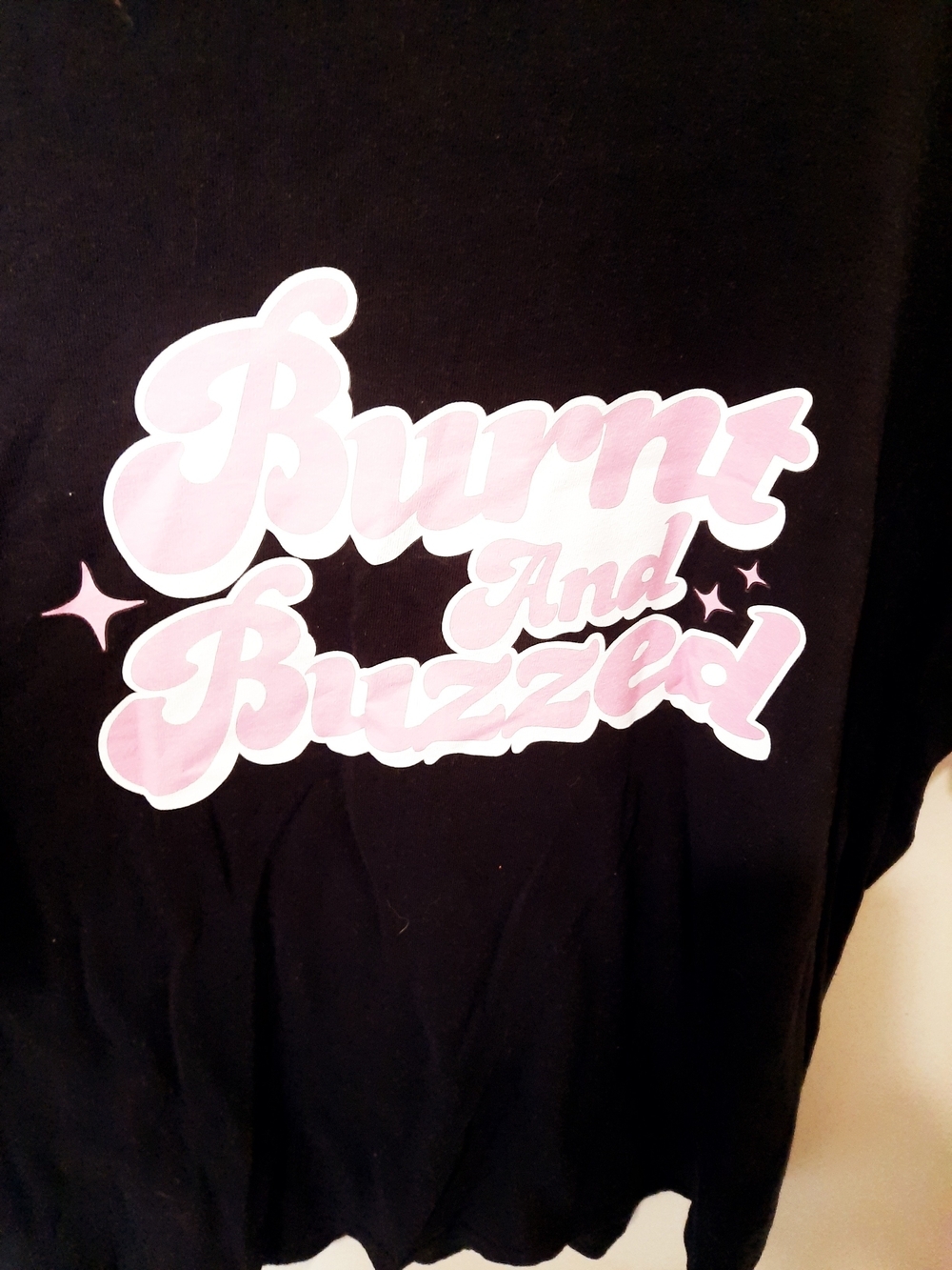 Burnt And Buzzed Short Sleeve Graphic Tee - Black with Pink Print - Picture 3 of 3